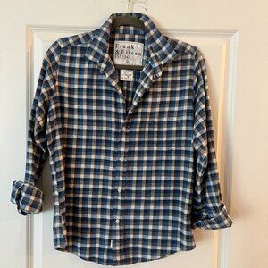 Frank & Eileen Barry Blue and White Plaid Button Down Shirt